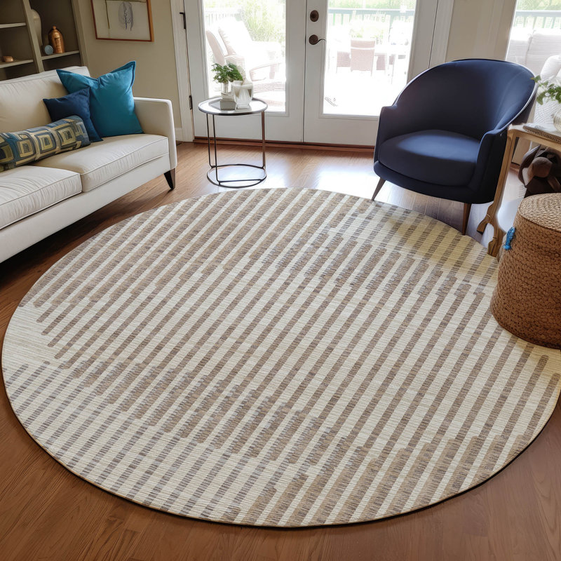 Tapis intérieur / extérieur beige Elowen , 8 pi x 8 pi