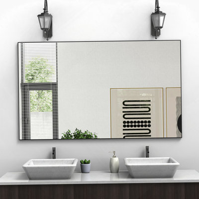 Extra Large Size Modern Black Bathroom Mirror With Aluminum Frame