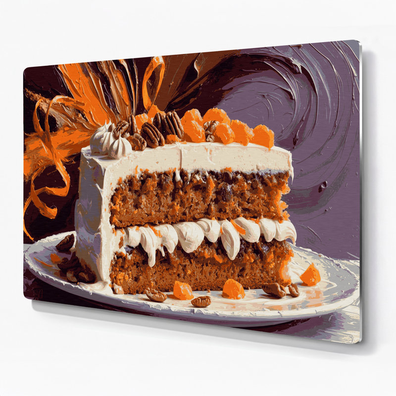 Dessert, carotte, gâteau, art mural en métal brun, H 11 po x l 14 po