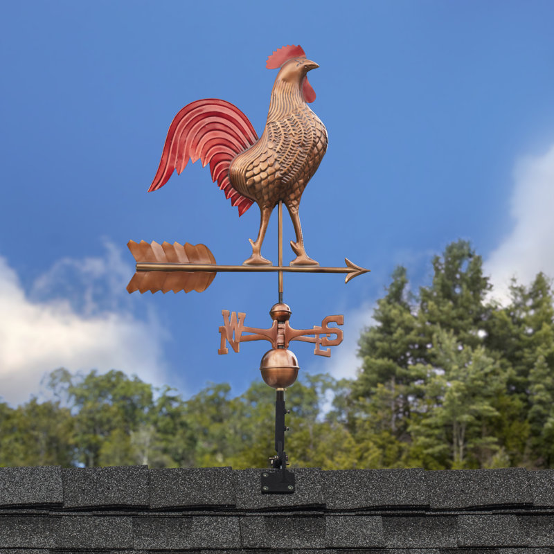 Large Copper Rooster Weathervane with Multi-Color Patina