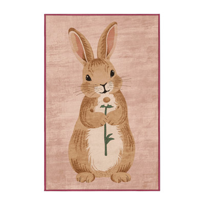 Soft Plush Fedele Easter Modern & Contemporary Abstract Area Rug in Beige – Rose Binding