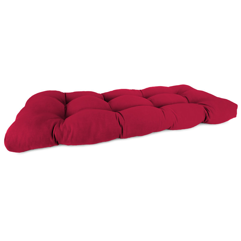 Sunbrella 44" x 18" Contoured Outdoor Wicker Bench Cushion, Red