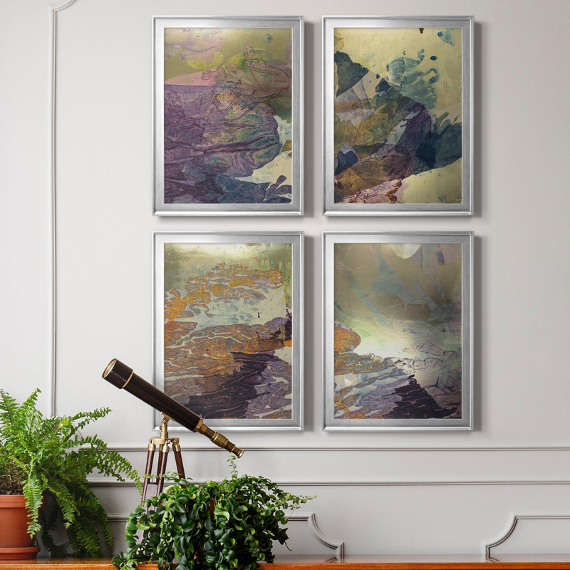 Toile encadrée de qualité supérieure Monet's Landscape V - Prêt à accrocher, Cadre argenté, H 36,5 po x l 106 po x P 1 po