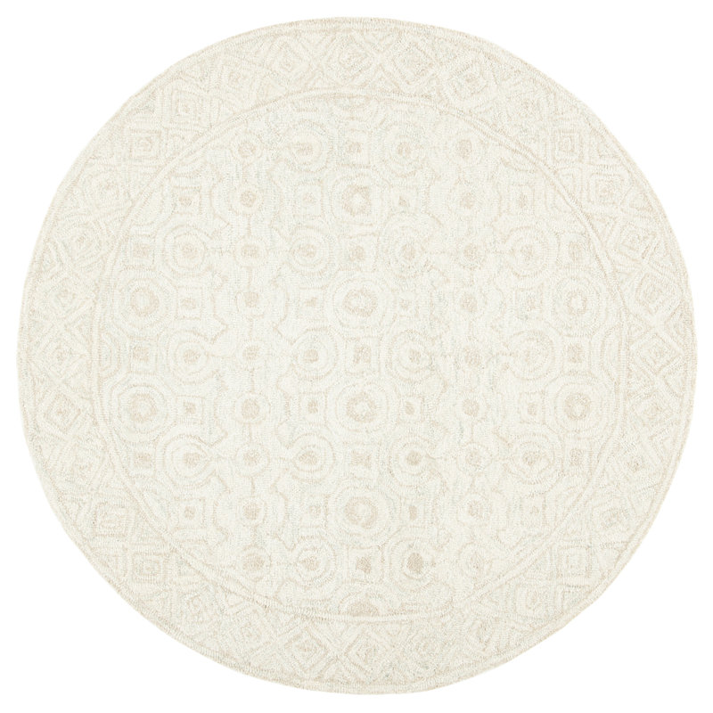 Setzer Hand Tufted Indian Wool Southwestern Rug, Round 5'