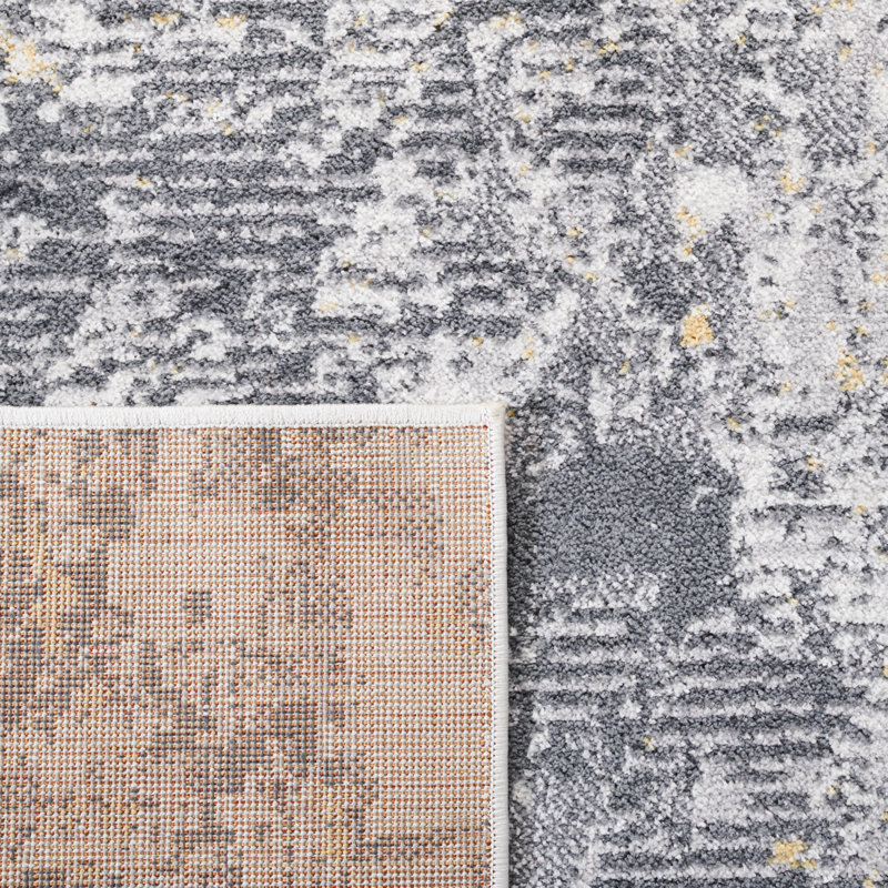 Tapis ivoire / gris foncé Ethellee 674, Rond 6 pi 7 po