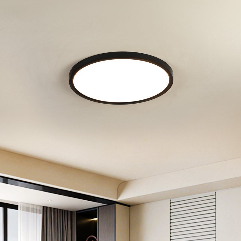 Plafonnier encastré à DEL Deontee Ditte (ensemble de 2), Black, H 0,9 po x l 11,8 po x P 11,8 po, 4500