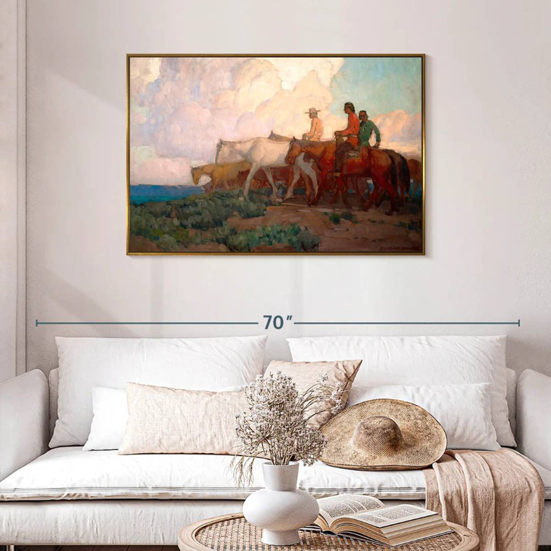 Range Riders de Navajo, Cadre flottant doré, 43 po x 29 po