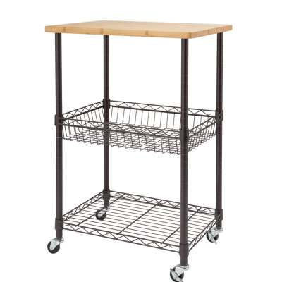 TRINITY Dark Bronze Kitchen Cart w/ Basket
