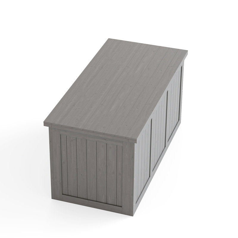 67 Gallon Outdoor Solid Wood Deck Box For Patio Furniture Cushions, Pool Accessories, And Gardening Tools, Grey, Spacious Weather - Proof Design