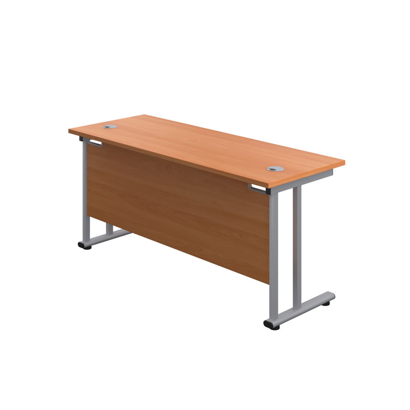 Metal Base Desk Shell, Beech - Silver, 73cm H x 120cm W x 80cm D