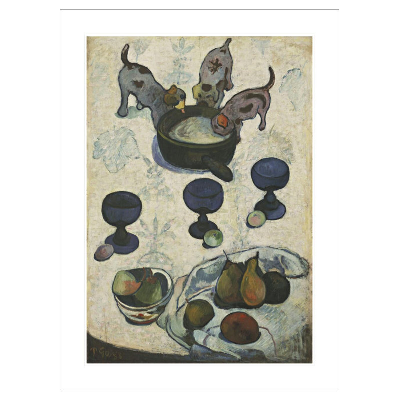 Nature morte avec trois chiots par Paul Gauguin - Estampe numérique encadrée, H 41,5 po x l 30,96 po