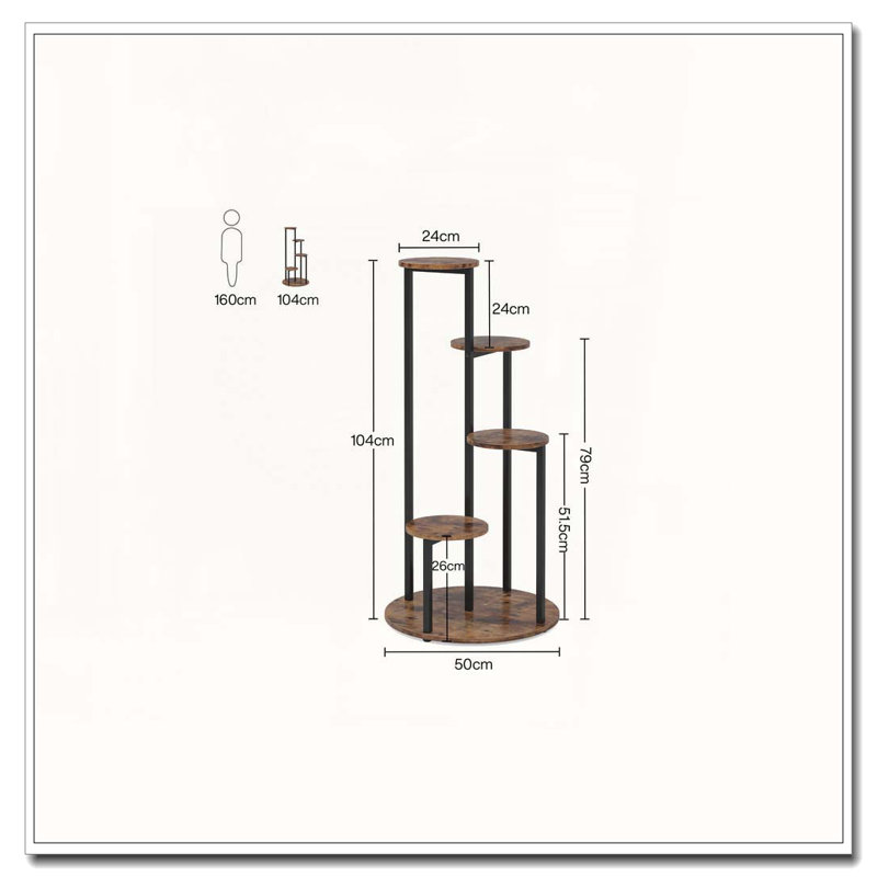 Support pour plante de coin brun rustique 4 niveaux 40,94 "