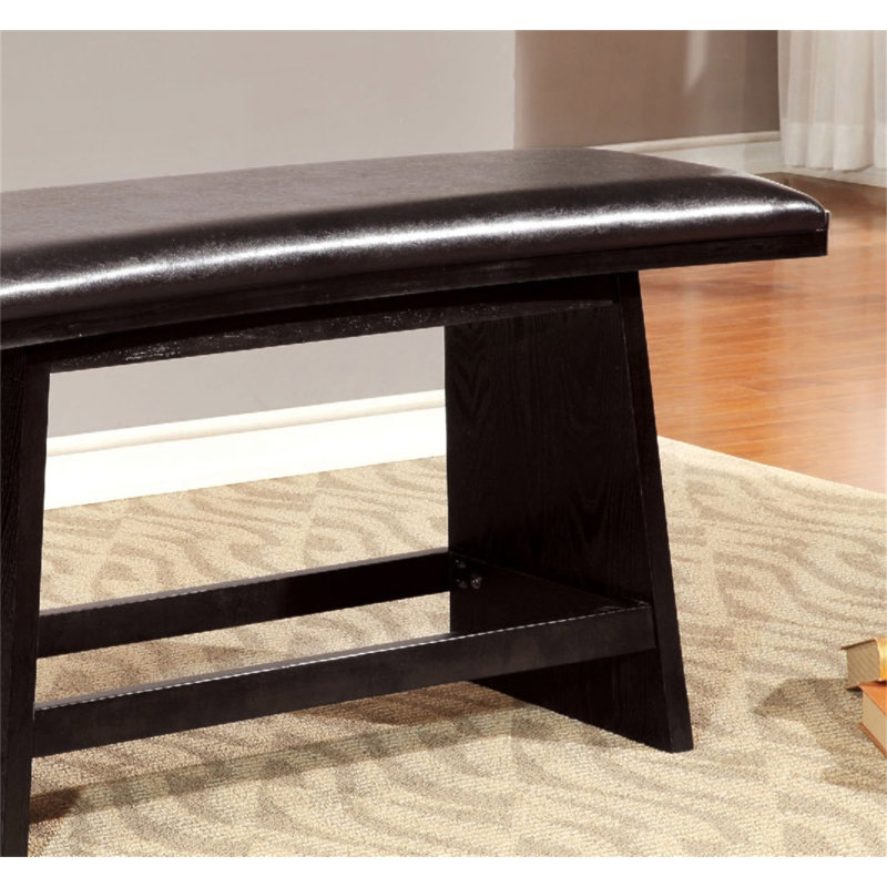 Modern Contemporary Style 1Pc Counter Height Bench Leather Padded Seat Black Finish
