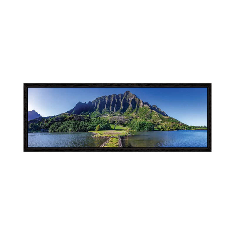 Kualoa Fishpond Pano 1 Piece Panoramic Wall Art on Canvas, 182.88 cm H x 60.96 cm W, Black Framed