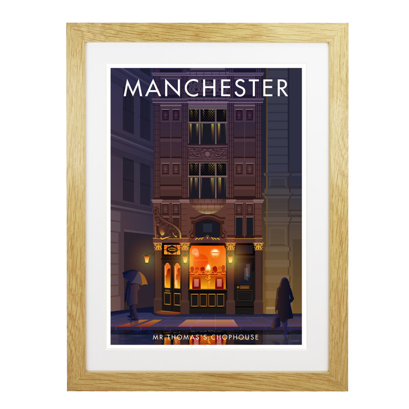 Manchester 10 by Stephen Millership - Print, 43.5cm H x 33.5cm W x 2.2cm D, Oak