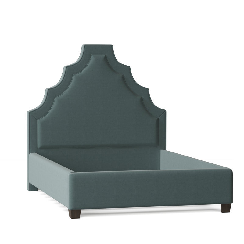 Lexi Upholstered Bed, California King, M9463 Teal, Brown Mahogany