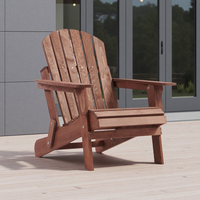 Oversized Hemlock Wood Adirondack Chair with Pre-Assembled Backrest & Seat – Folding Outdoor Patio Chair for Garden, Pool, Firepit (Supports 330 lbs) by Highland Dunes