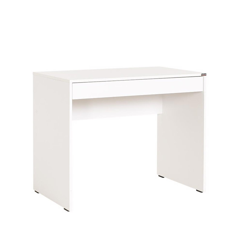 Matt White Laptop Study Desk with Full Width Drawer