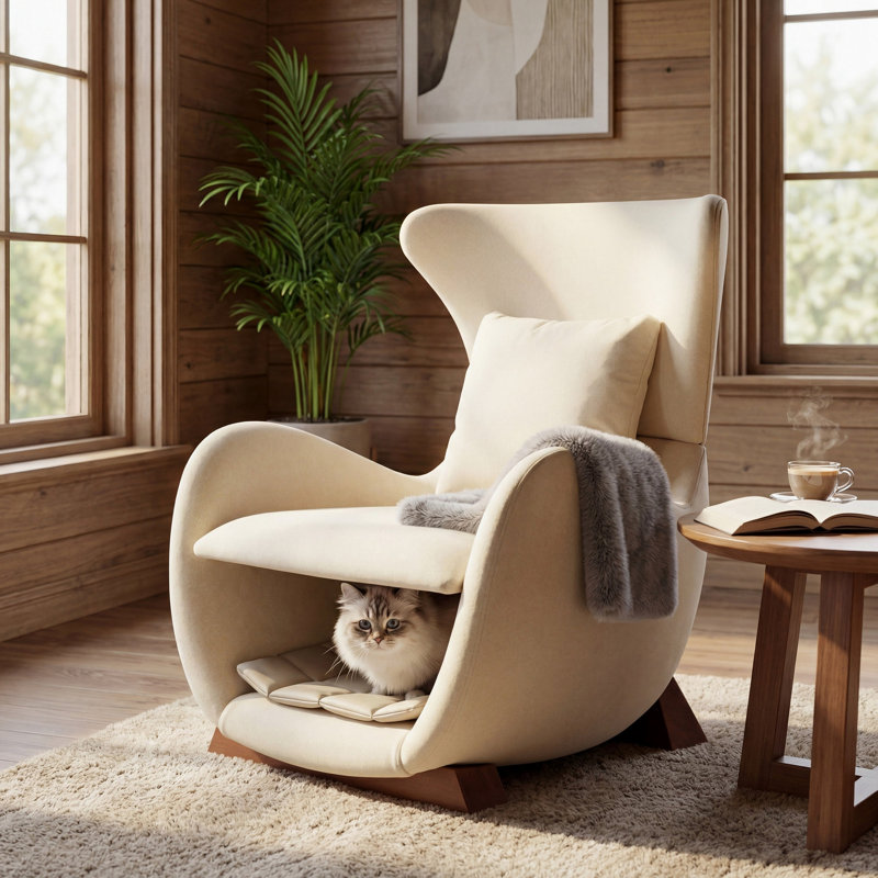 Chaise d'appoint moderne en polyester beige avec espace pour animaux de compagnie / rangement - capacité de 330 lb, chaise longue de salon, conception élégante et durable