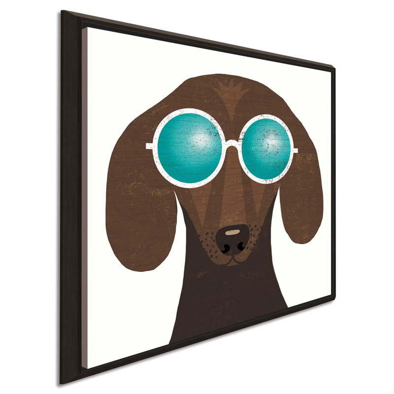 «Beach Bums Dachshund I», impression, H 21,5 po x l 21,5 po x P 2 po, Cadre flottant espresso