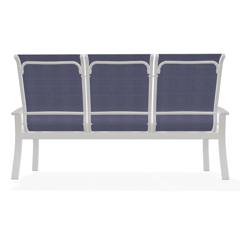 Belle Isle Sling Aluminum Frame 3-Seat Sofa with Marine Grade Polymer Arm Accent, Breeze, Snow