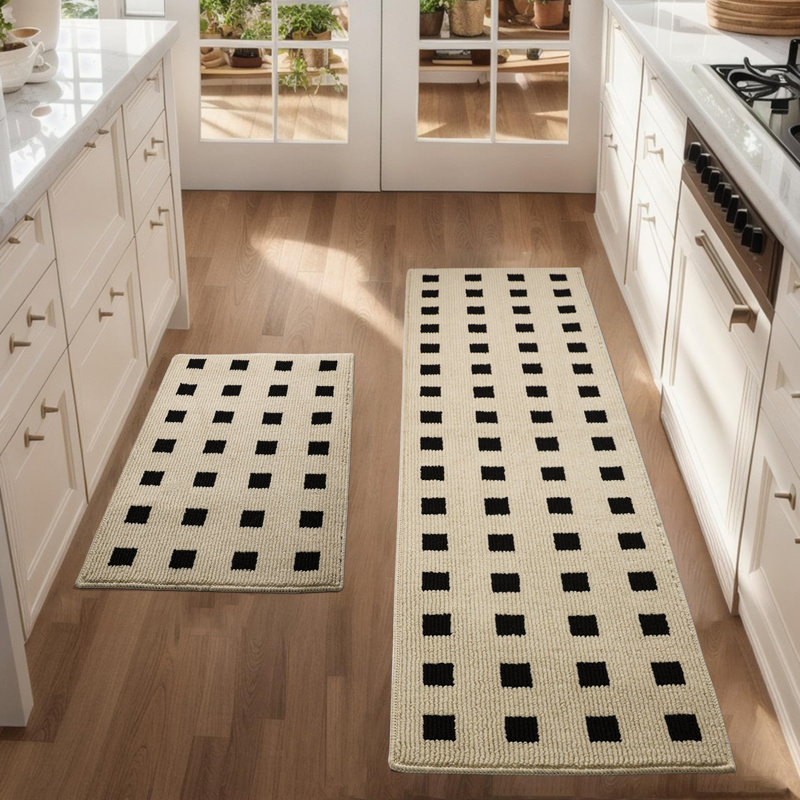 Tapis absorbant et lavable à la machine 2 pièces Kitchen Mats, Rectangle 1 pi 5 po x 4 pi 11 po, Kaki