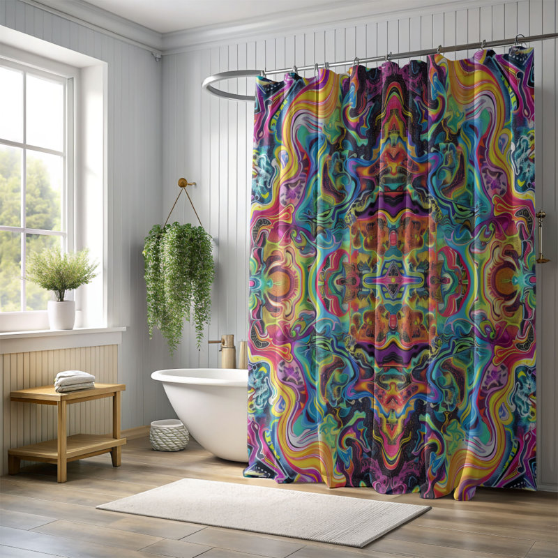 Trippy Patterns - Rideau de douche Premium, H 74 po x l 71 po