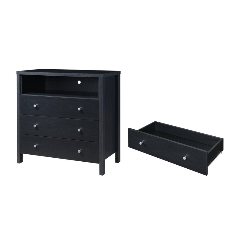 Maekayla 35.43'' W 3 - Drawer Dresser, Black