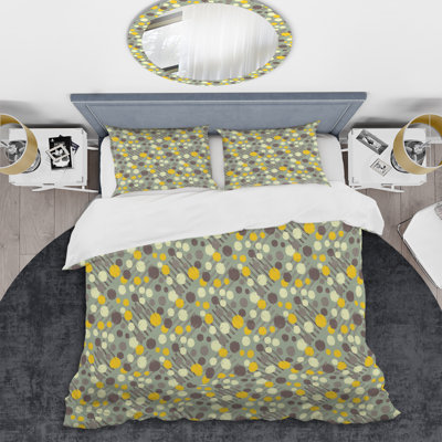 Ensemble de housse de couette en microfibre jaune / gris / vert 2 pièces