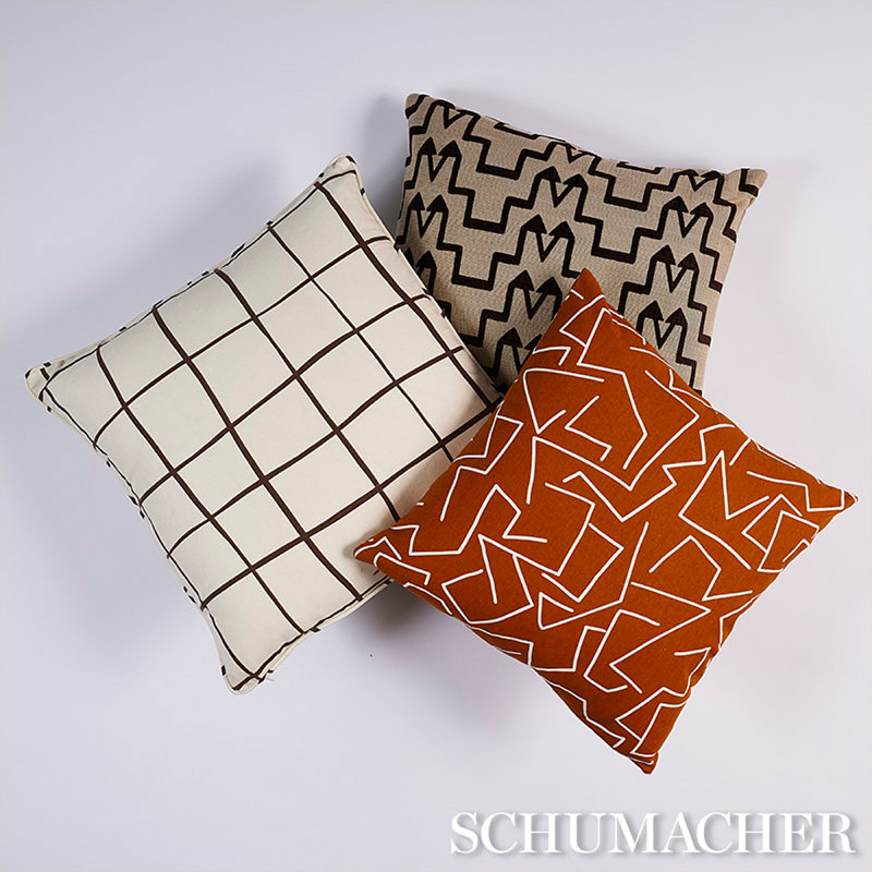 Schumacher x Miles Redd Painterly Windowpane Pillow, 20" x 20"