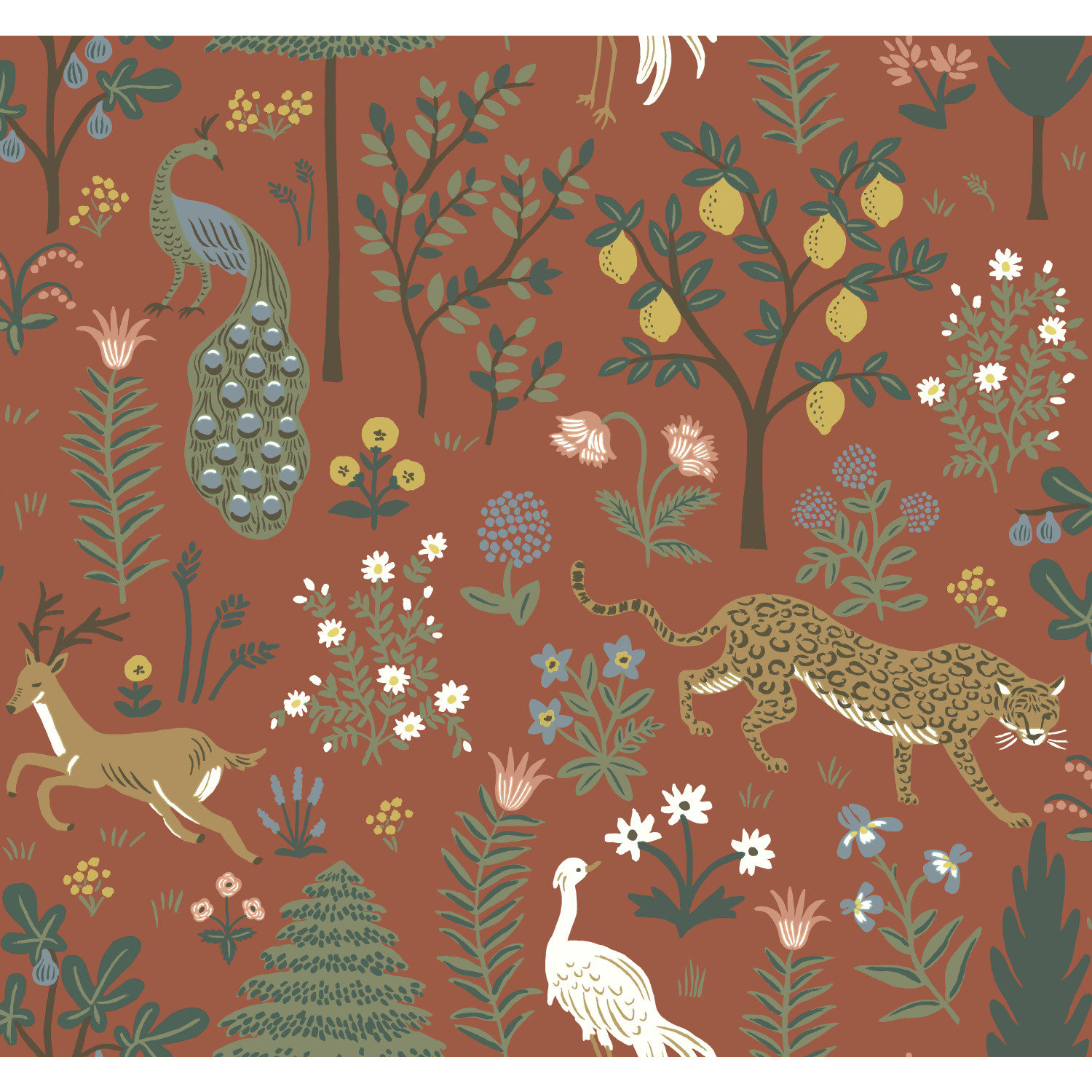 Menagerie Wallpaper Double Roll, Vintage Orange
