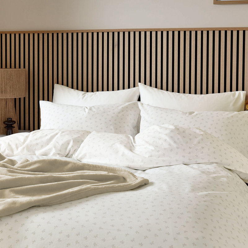 Leaf Sprig Duvet Cover Set, Linen Floral, Double Duvet Cover + 2 Pillowcases