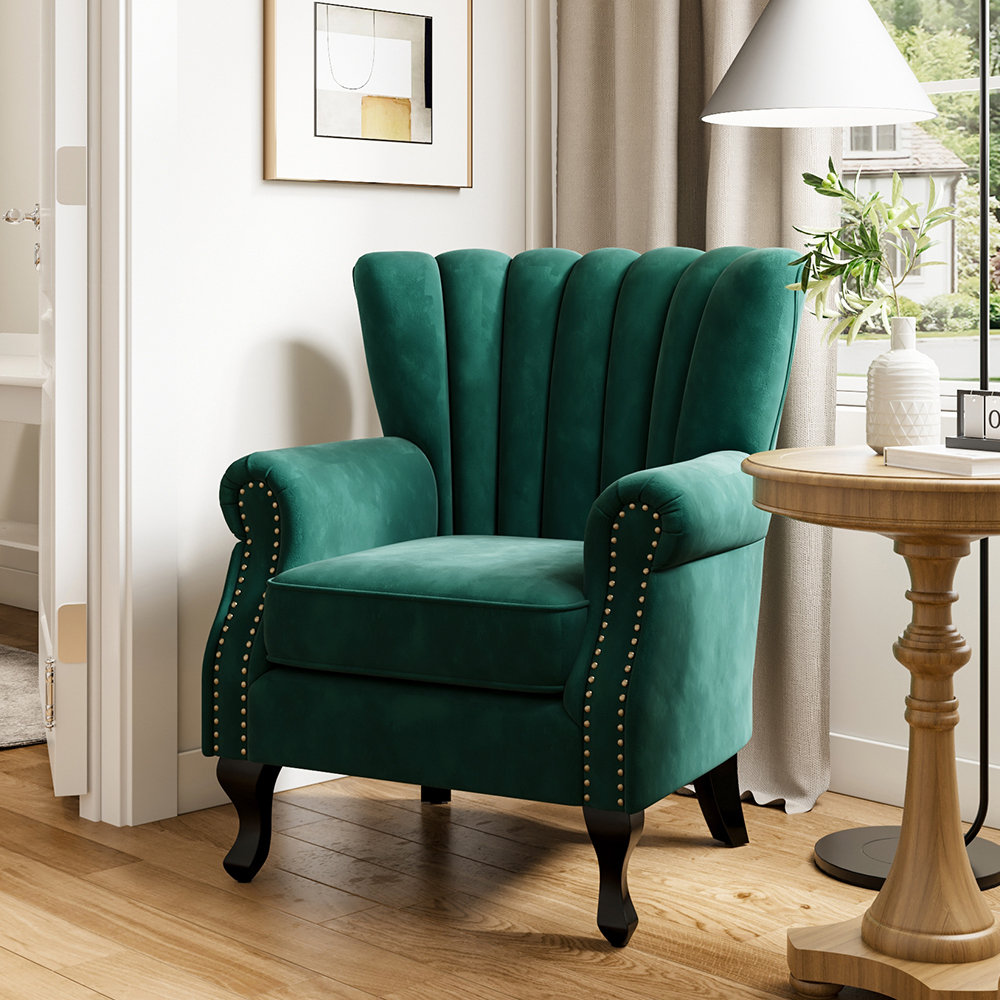 Tamworth 73Cm Wide  Velvet Channel Occasional Armchair Wingback Chair