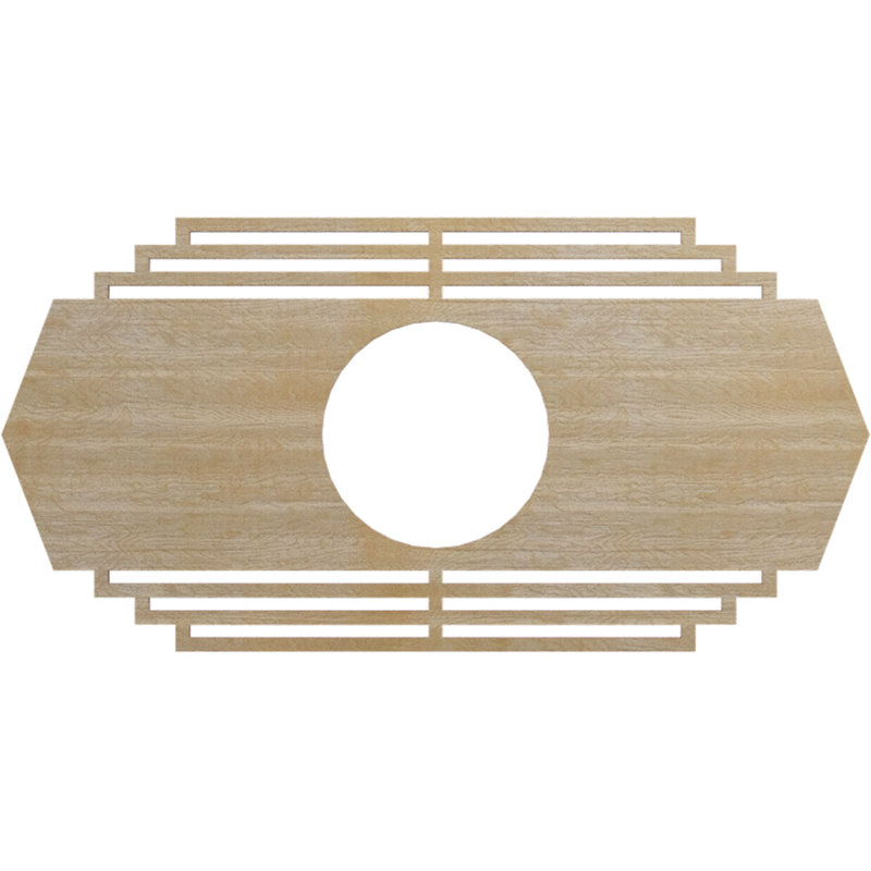L 30 po x H 15 po x P 7 7/8 po x P 3/8 po, médaillon de plafond en bois ajouré Chrysler, Bouleau