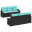 Ensemble de canapé de jardin vidaXL 7 pièces en rotin de polyester noir et turquoise