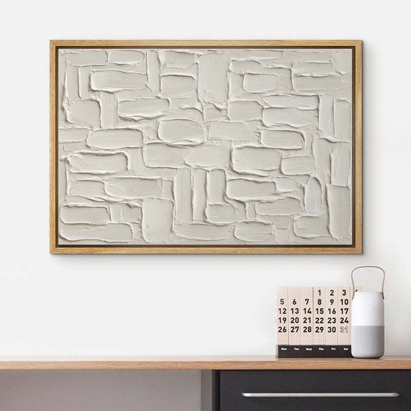 Motif de blocs de pierre blanche, reproduction d'art sur toile encadrée dans la chambre principale, H 24 po x l 36 po