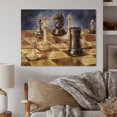 Jeu d'échecs - impression traditionnelle sur bois