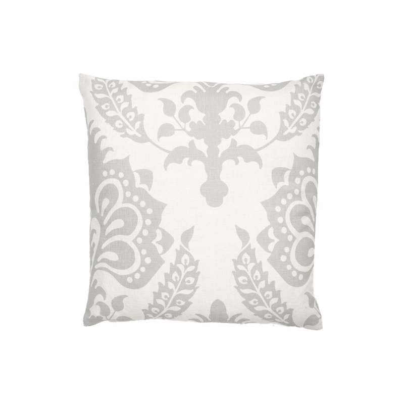 Floral Cotton Throw Pillow, Polyfill, Gray