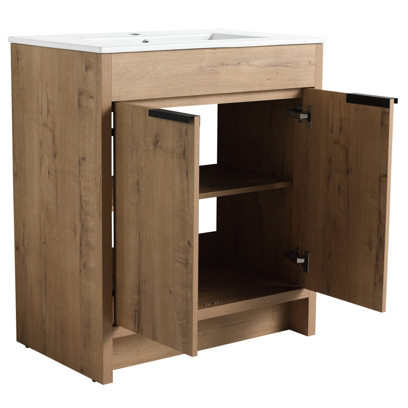 Armoire de salle de bain 30 po sans vasque - porte en contreplaqué à fermeture en douceur imitation chêne Bvb02430imo
