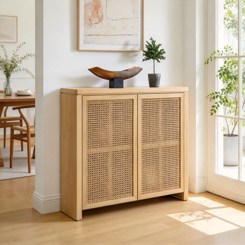 Buffet moderne en rotin 39,4 po Pfarr, Gris naturel