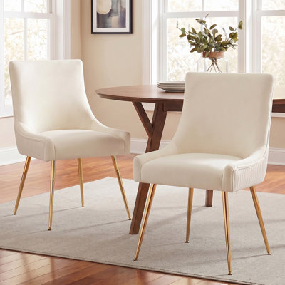 Velvet Upholstered Side Chair With Gold Legs 