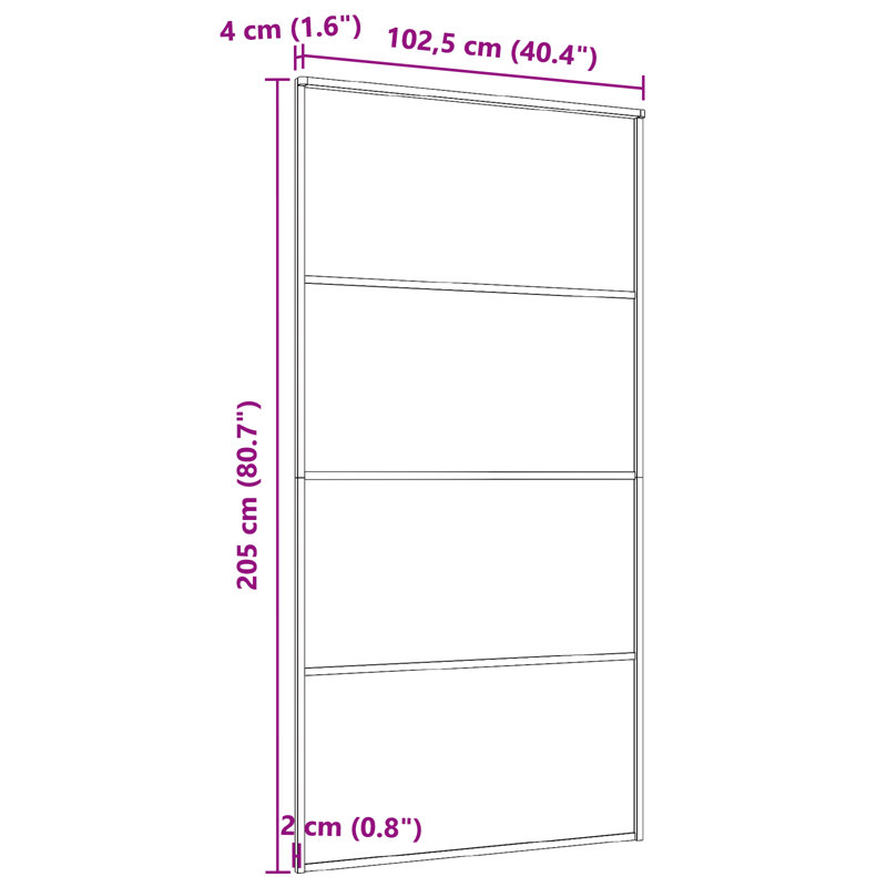 Muthiani Glass Sliding Door, Black, 205cm H x 102.5cm W x 4 cm D