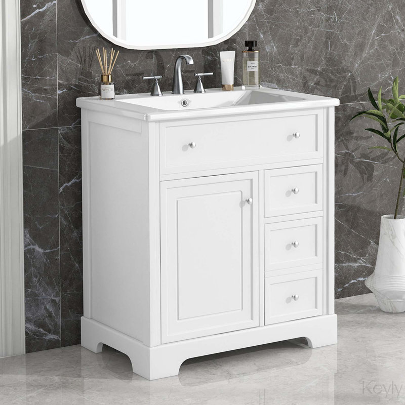 Meuble-lavabo simple 30 po avec plateau en céramique Santavia