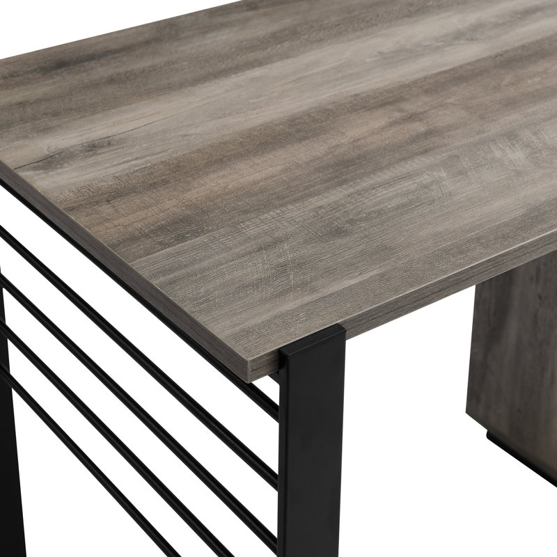 Spigner Tuleta Desk with Cabinet Storage, Gray Wash/Black