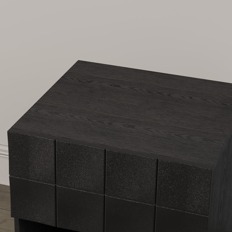 50.8cm W Particle Board Bedside Table, Black