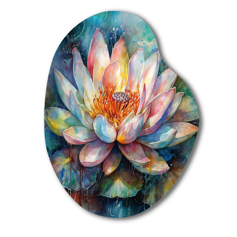 Navarrette - art mural asymétrique en forme de poire de lotus, H 38 po x l 28 po