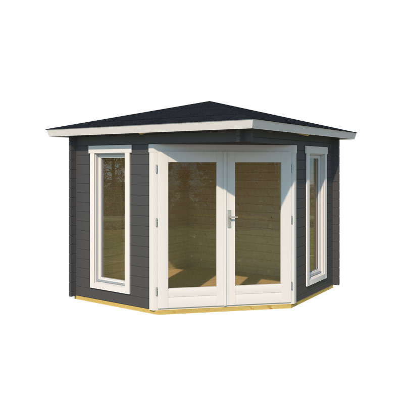 Lasita Oban Premium Corner Log Cabin With Tempered Double Glazing (40mm), OBAN 40 CARBON GREY