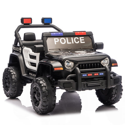 12V Kids Electric Police Car W/ Parent Remote Control,Dual drive,Four-wheel Suspension,With music,Bluetooth,MP3,USB,with headlights, steering wheel quick release,Slow start for Kids Aged 2-4.