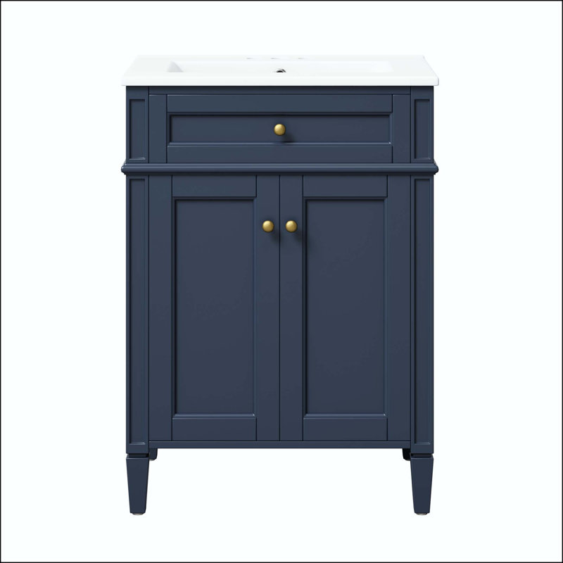 Meuble-lavabo 24 po avec tiroir coulissant et organisateurs de porte, Blue/Gold