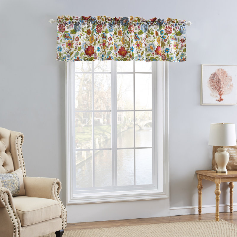 Astoria Floral Polyester Rod Pocket Valance, 84x19"